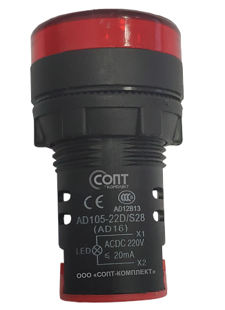 Лампа сигнальная AD105-22DS(LED) матрица Ф22мм 110В красный